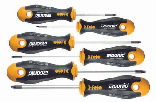 Felo 6pc Ergonic Torx Star Screwdriver Set T8 - T25 Comfort Grip Handles