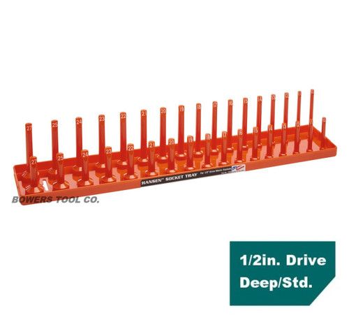 Hansen Global 1/2" Drive Socket Tray Holder Metric MM Standard Deep USA Orange