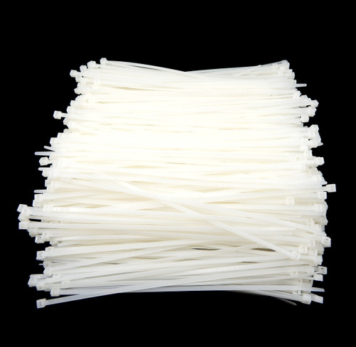 Zip Cable Ties 8" 40lbs 1000pc Natural White Made in USA Nylon Wire Tie Wraps