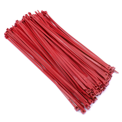 Zip Cable Ties 8" 40lbs 100pc RED Made in USA Nylon Wire Tie Wraps