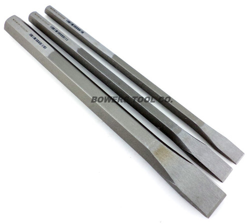 Wilde Tool 3pc 12in. Extra Long Cold Chisel Set 1/2 3/4 & 1 Cut Made in USA"