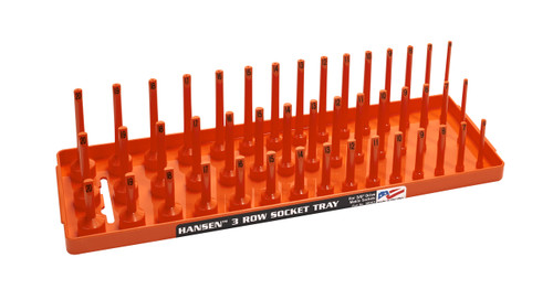 Hansen (Orange) 3/8" Socket Tray Organizer Holder Metric 3 Row MM Shallow Deep Orange