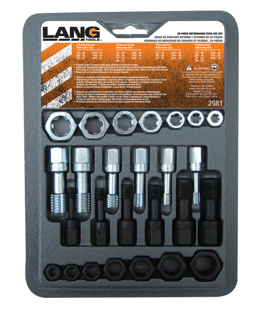 Lang Rethreading Tap & Die Set NF-SAE NC-USS Thread Restore 26pc Made in USA