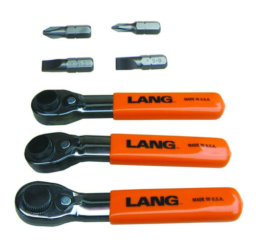 Lang 7pc Ratcheting Bit Wrench Set Offset Fine Tooth 5 Degree Arc USA Made 5220