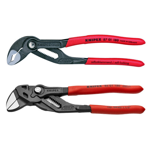 Knipex 7" Cobra & Pliers Wrench Set with Black Finish Adjustable Hybrid Pliers