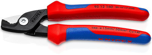 Knipex 6-1/4" Cable Wire Cutter Shears Comfort Grips 19/32" Step Cut 9512160