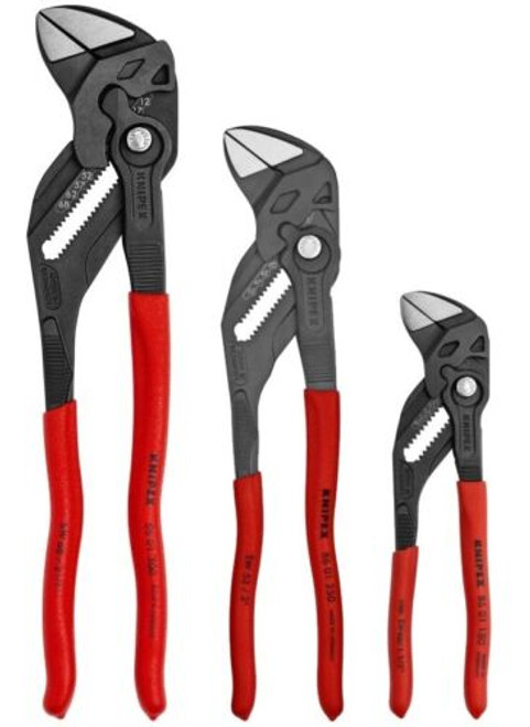 Knipex 3pc Plier Wrench Set 002006US2-BLK 7" 10" 12" Adjustable Pliers Spanners