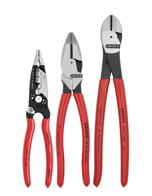 Knipex 3pc Pro Pliers Set 0080157 w Cobra Lineman Diagonal Cutter