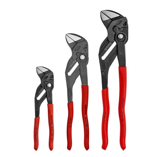 Knipex 3pc Plier Wrench Set 002006US3 Black 7" 10" 12" Adjustable Pliers Spanner