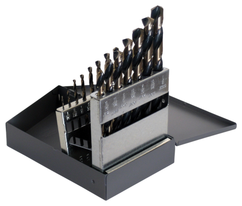 Cle Line 15pc Jobber Drill Bit Set HI-Moly M7 Black & Gold 18124 1/16-1/2 USA
