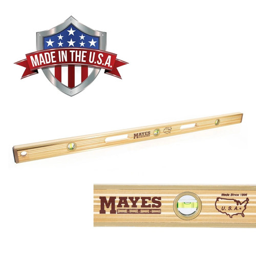 Mayes 48" Bound Wood Level 30136 Laminated w Metal Rails Made in USA
