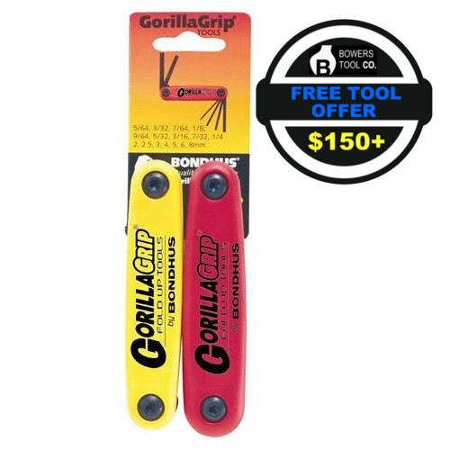 Bondhus Gorilla Grip 2pc Hex Fold Up Wrench Set Metric SAE Standard Inch USA 12522 FTO