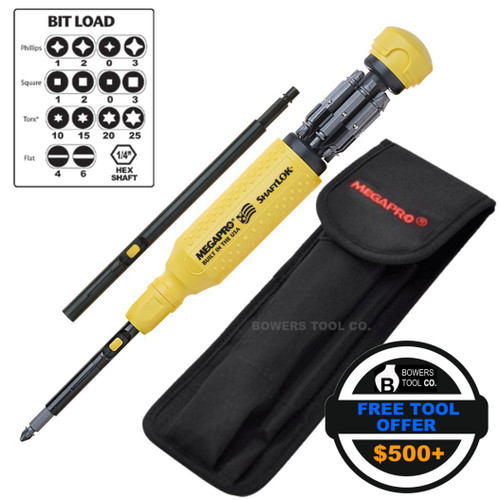 Megapro ShaftLok 15 in 1 Screwdriver with Extension & Pouch Shaft