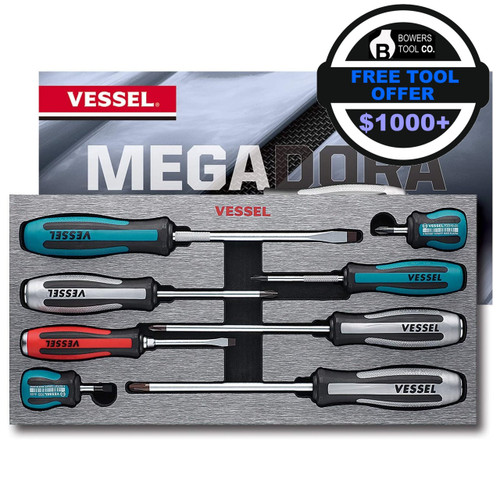 Vessel 8pc Non-Slip Screwdriver Set Magnetic Tip Phillips Impact Driver JAPAN (10) FTO