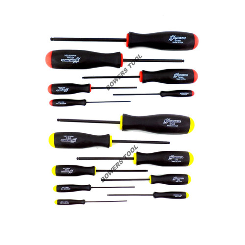 Bondhus 14pc Ball End Hex Screwdriver Set SAE .050-5/32" Metric 1.5-5mm USA