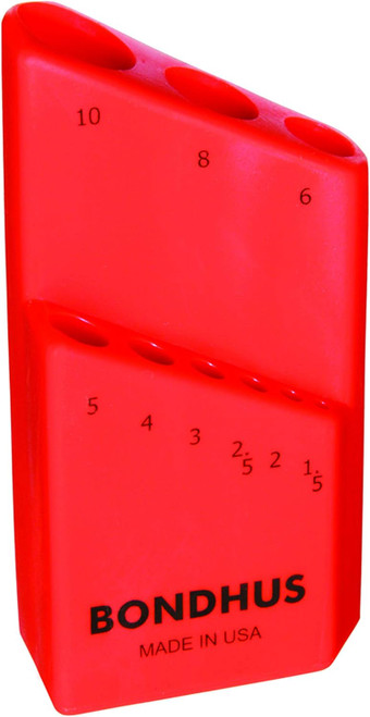 Bondhus Hex Key Index Case Metric, 9 Tools, 1.5mm-10mm Red USA Bondhex 18099
