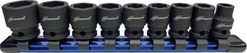 Bondhus Bolt Extractor Socket Set, 9pc External Twist, 3/8" Drive 8-19MM 33197