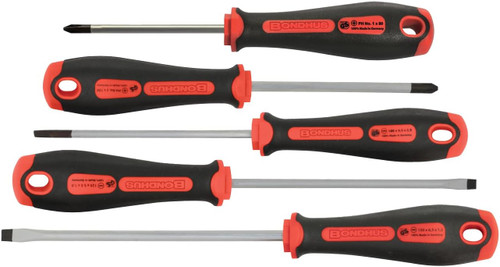 Bondhus 5pc Screwdriver Set, PowerGrip PH1 PH2, 5/32, 7/32, 1/4" Germany