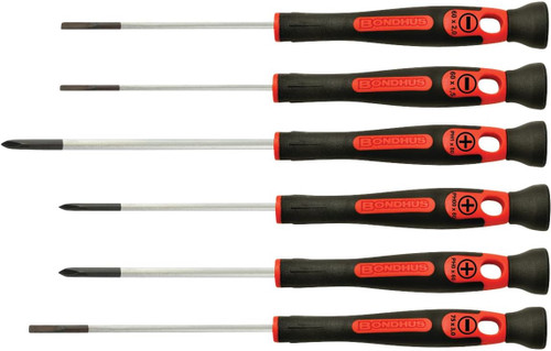 Bondhus 6pc Precision Screwdriver Set 1/16, 5/64, 1/8, PH00, PH0 & PH1 Germany