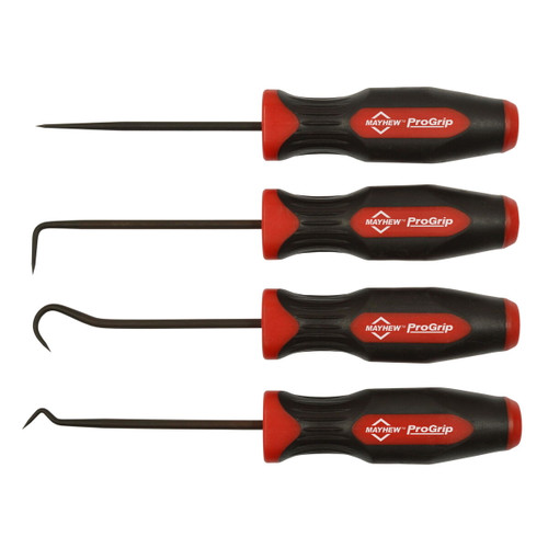 Mayhew 4pc Mini Hook & Pick Set, ProGrip 13090, 90, Angle, Straight, Made in USA