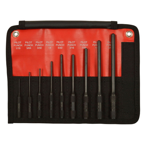 Mayhew 9pc Pilot Punch Set for Split, Coil, Roll Pins, 1/16"-5/16" 62252 USA