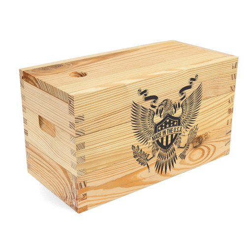 Sheffield Pine Craft Ammo Box w USA Crest Design, Made in USA