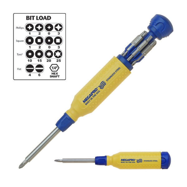 Megapro Stainless Steel 15 in 1 Multi Bit Screwdriver Phillips Flat Torx Square