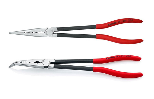 Knipex 11" Extra Long Nose Pliers Set Straight and Angled 2871280 & 2881280