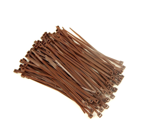 Zip Cable Ties 4" 18lbs 100pc BROWN Made in USA Nylon Wire Tie Wraps