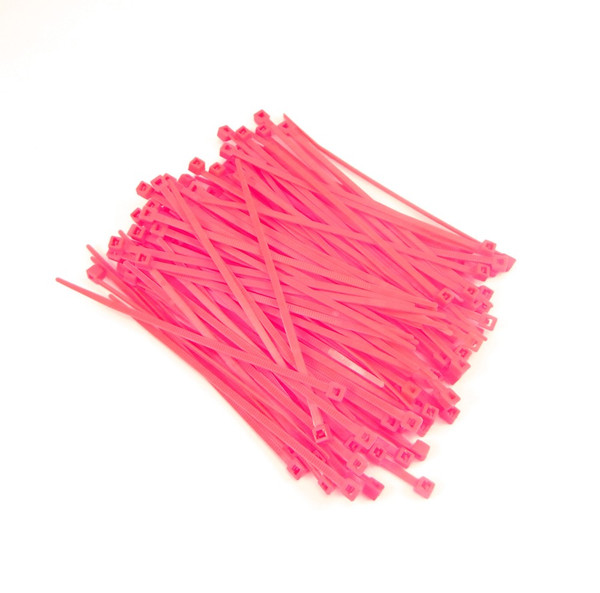 Zip Cable Ties 4" 18lbs 100pc FLUORESCENT PINK Made in USA Nylon Wire Tie Wraps