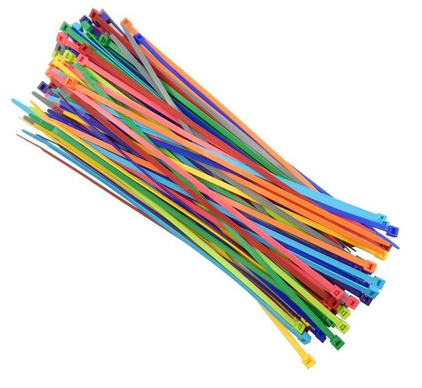 Multi Color Zip Cable Ties 11" 50lbs 100pc Made in USA Nylon Wire Tie Wraps