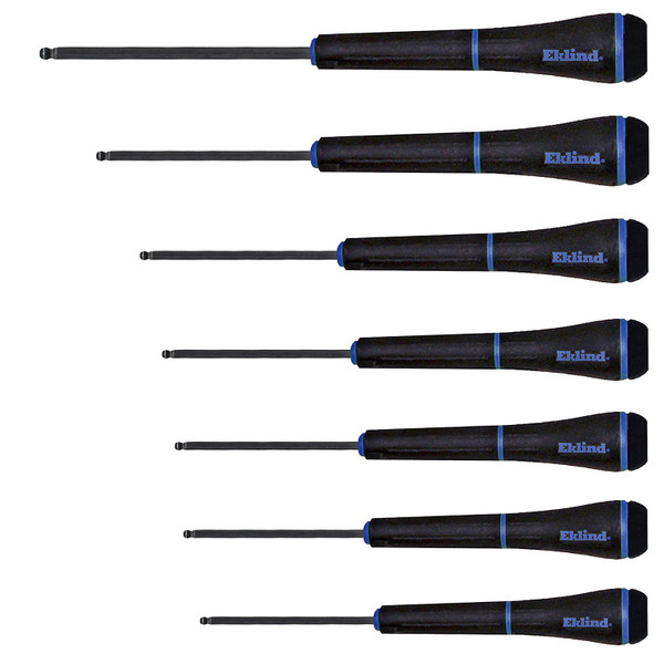 Eklind 7pc Metric Hex Screwdriver Set Ball End 1.3-5mm Comfort Grip 90607 USA