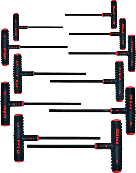 Eklind T Handle Hex Wrench Set 60611 SAE 11pc 5/64"-3/8 Inch 6" Arm T-Handle USA