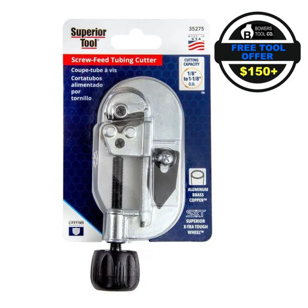 Superior Tool Tube Cutter 1/8-1-1/8" OD 35275 Screw Feed Aluminum, Copper, Brass FTO