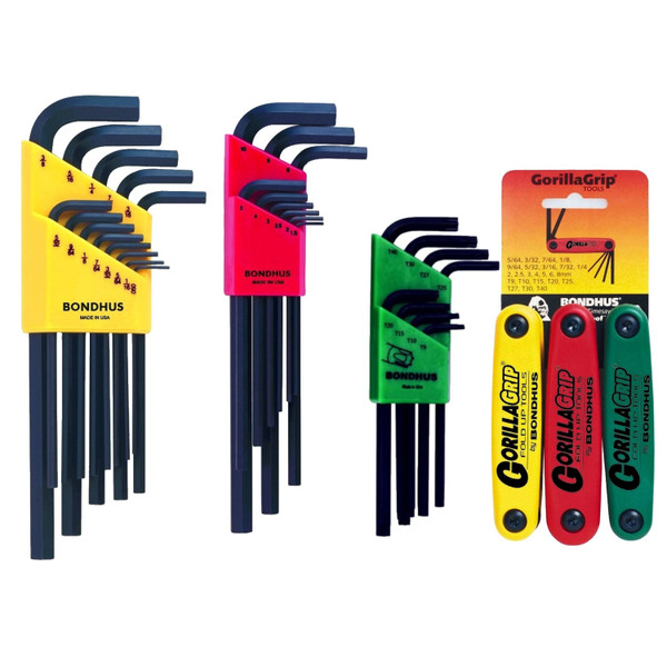 Bondhus Hex Key Wrench and Fold Up Set SAE, Metric and Torx Made in USA