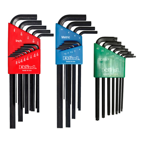 Eklind 29pc Hex & Torx L Wrench Set Metric, SAE Standard Inch, Made in USA