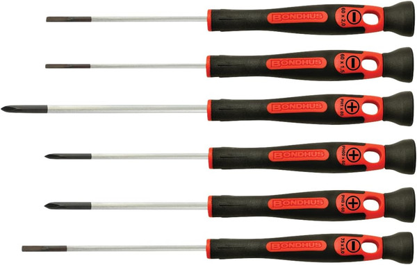 Bondhus 6pc Precision Screwdriver Set 1/16, 5/64, 1/8, PH00, PH0 & PH1 Germany