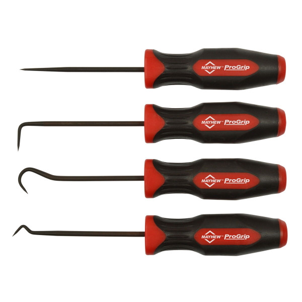 Mayhew 4pc Mini Hook & Pick Set, ProGrip 13090, 90, Angle, Straight, Made in USA