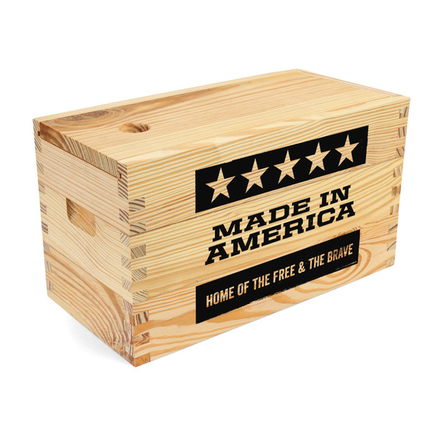 Sheffield Pine Craft Ammo Box w Free & Brave Design, Made in USA