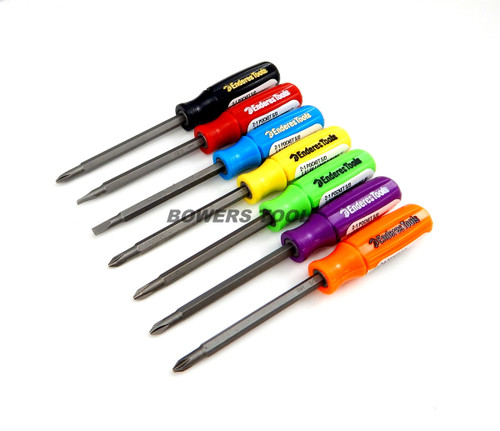 Enderes Tool 7pc 2 in 1 High Visibility Pocket Screwdriver Set Phillips  Flat USA