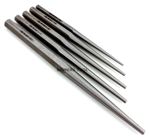 Heavy-Duty Long Taper Punch 5 Piece Set T/&E Tools J8285