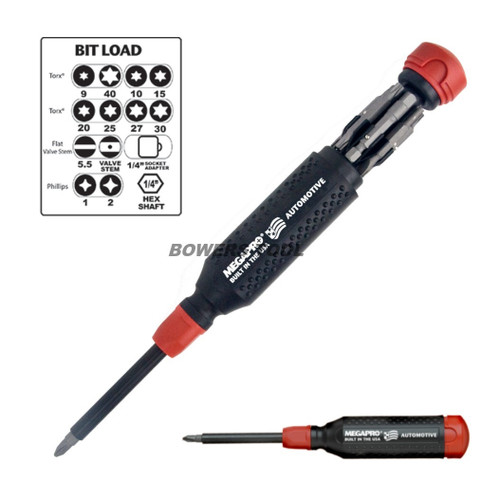 Megapro Automotive Milti Bit Screwdriver Phillips Flat Torx Valve Tool