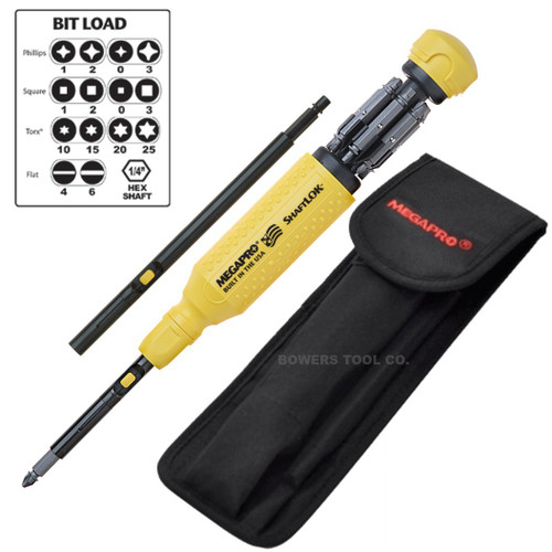 Megapro ShaftLok 15 in 1 Screwdriver with Extension & Pouch Shaft