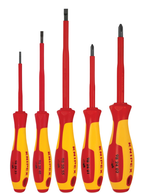 Knipex 5pc Insulated Screwdriver Set Phillips Flat Slotted 1000V