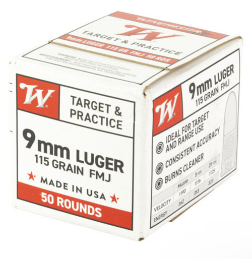 WINCHESTER USA 9MM LUGER 115GR FMJ 50RD