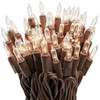 100 Clear Christmas Lights on a Brown Wire String, UL Approved for Indoor/Outdoor Use, 18' of Lighted Length, 20' of Total Length