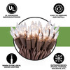 100 Clear Christmas Lights on a Brown Wire String, UL Approved for Indoor/Outdoor Use, 18' of Lighted Length, 20' of Total Length