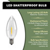 Shatterproof LED Window Candle Replacement Bulbs for VT-1188 Series, Warm White 2700K, E12 Candelabra Base, Model VT-1126 (Pack of 6)