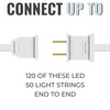 50 LED Clear Christmas Lights on White Wire Cord, UL Approved For Indoor and Outdoor Use, 12.25’ Lighted Length, 12.9’ Total Length