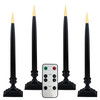 Battery Operated LED Taper Window Candles with Timer, Remote Control, Black Candlestick, Warm White Flicker or Steady On (VTR1660HW, Pack of 4)